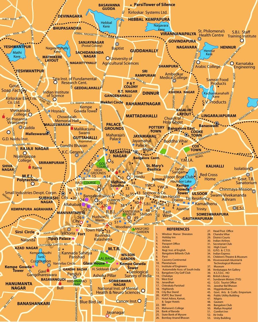 Bangalore turističkih mjesta na karti